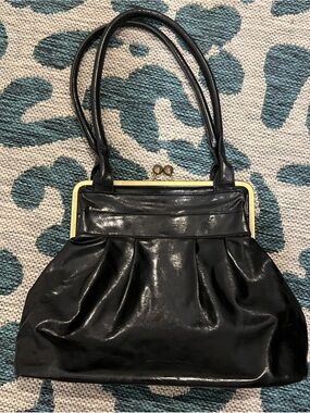 Bueno Black Shoulder Bag with Gold Accents